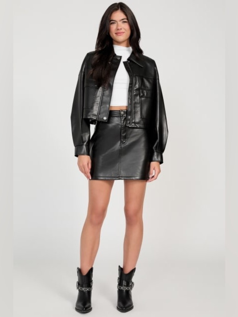 GUESS Ysaline Faux-Leather Mini Skirt XL NWT